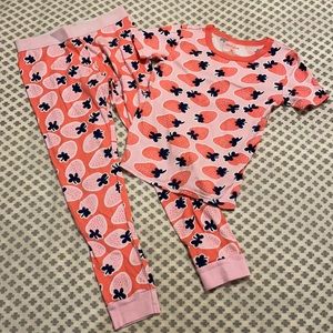 Girls size 10 strawberry print cotton pajama set